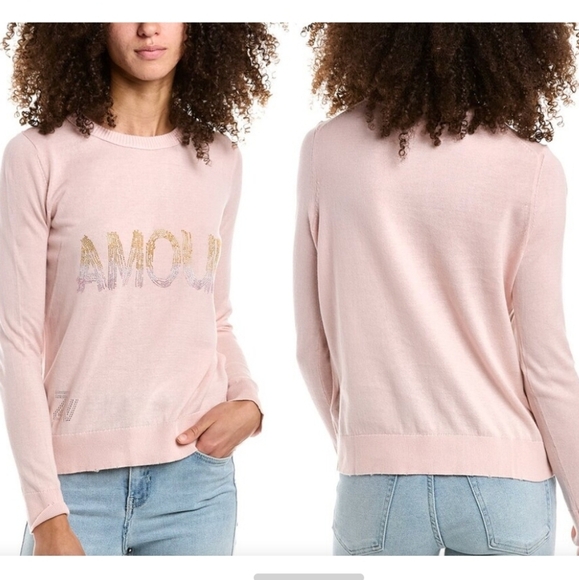 New Zadig & Voltaire Miss Amour Poudre Gardient Crystal Embellished Sweater Med - Picture 1 of 1
